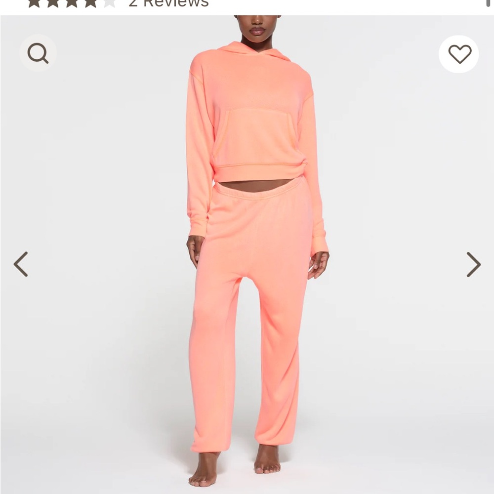 NWT SKIMS MODAL FRENCH TERRY CLASSIC HOODIE + CLASSIC JOGGER BUNDLE NEON ORANGE
